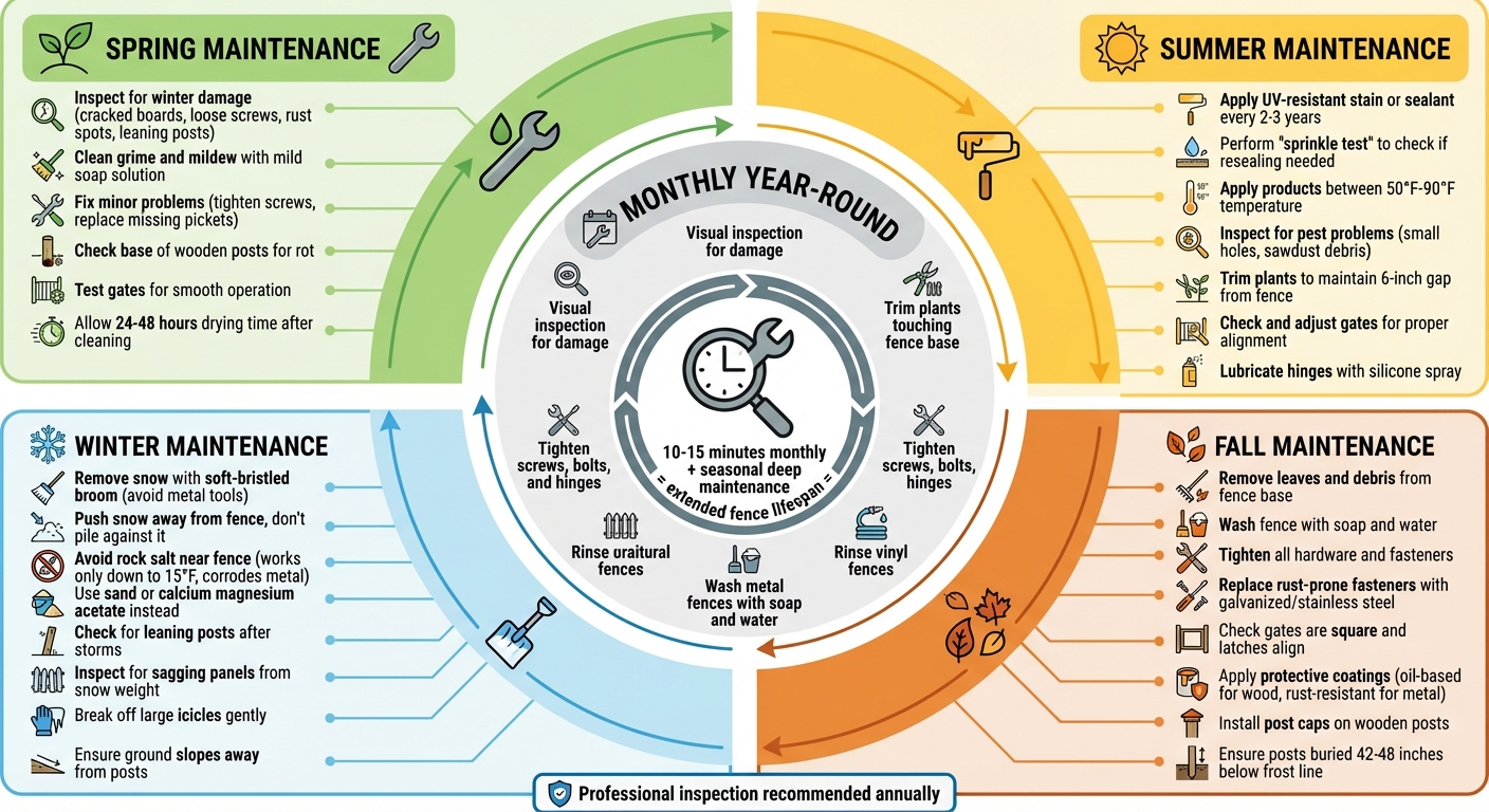 Year-Round Fence Maintenance Schedule by Season