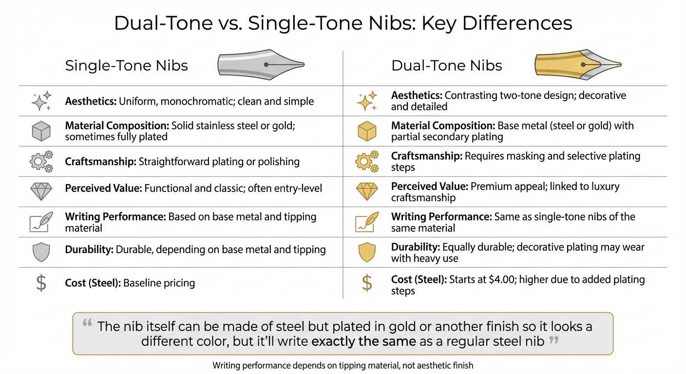Dual-Tone vs Single-Tone Fountain Pen Nibs Comparison