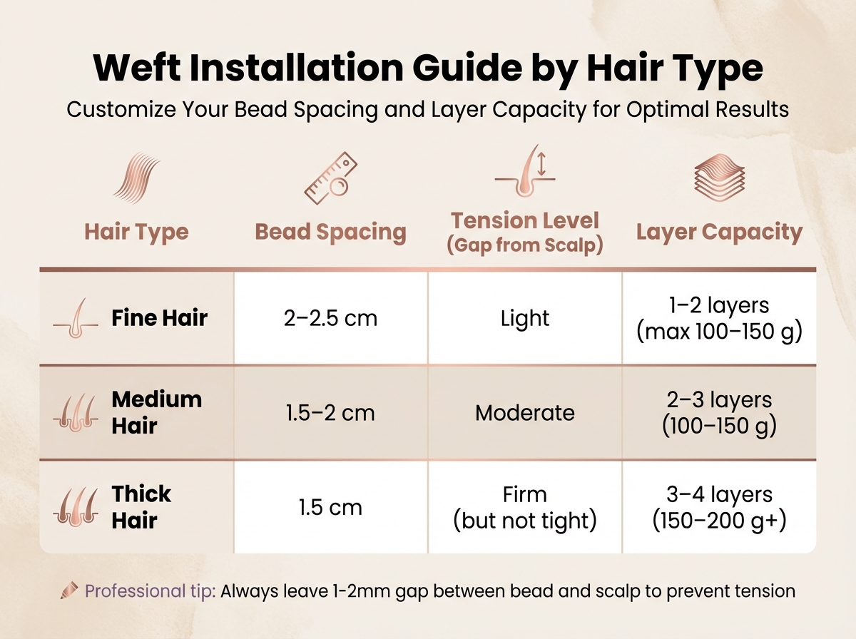 Hair Extension Weft Installation Guide by Hair Type
