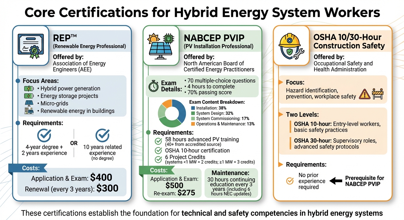 Core Certifications for Hybrid Energy System Workers: Requirements and Costs