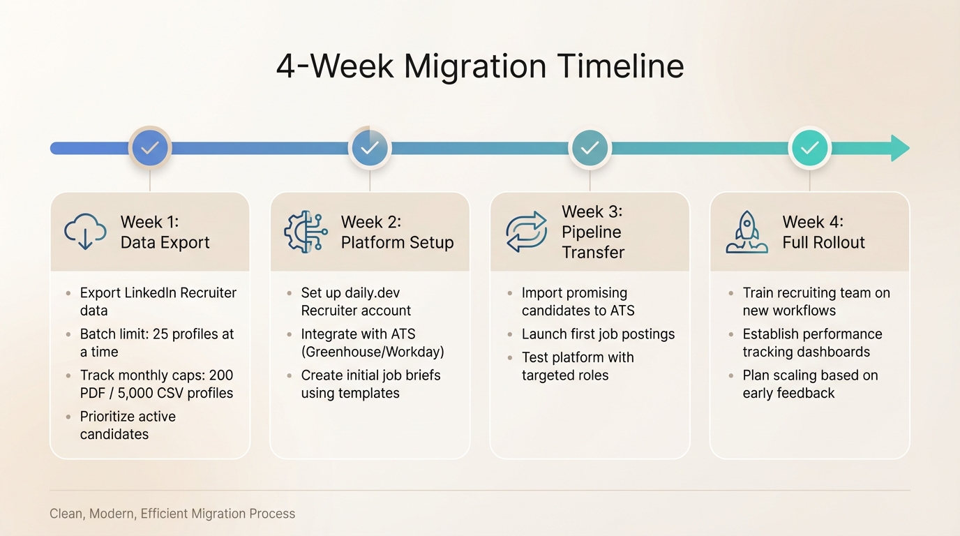 4-Week LinkedIn Recruiter to Developer Platform Migration Timeline