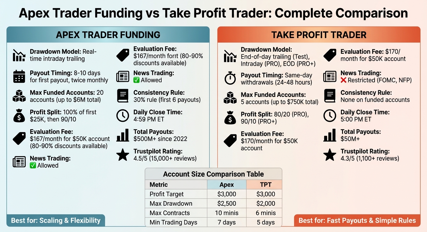 Apex Trader Funding vs Take Profit Trader: Key Features Comparison