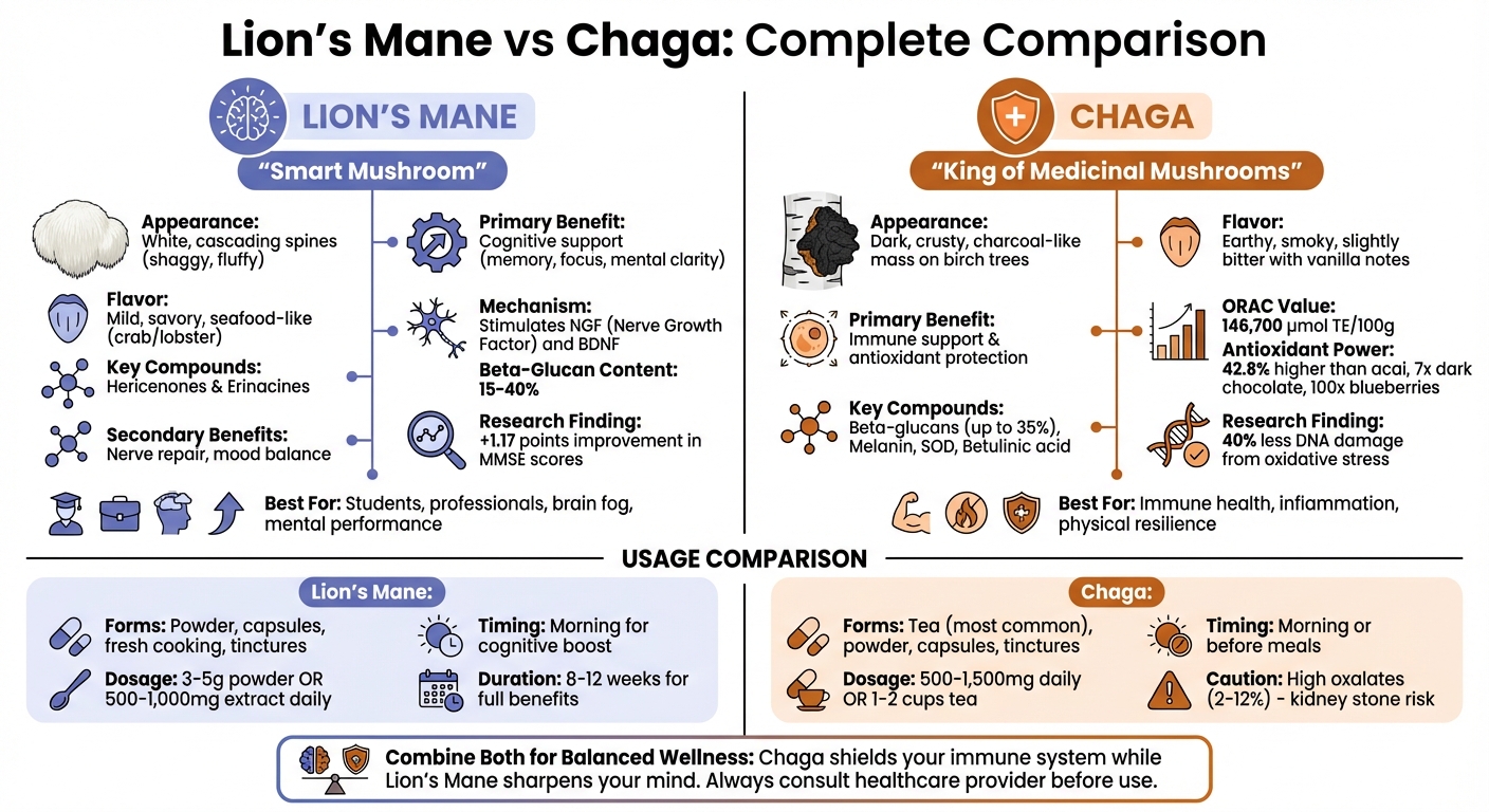 Lion's Mane vs Chaga Mushrooms: Health Benefits and Uses Comparison