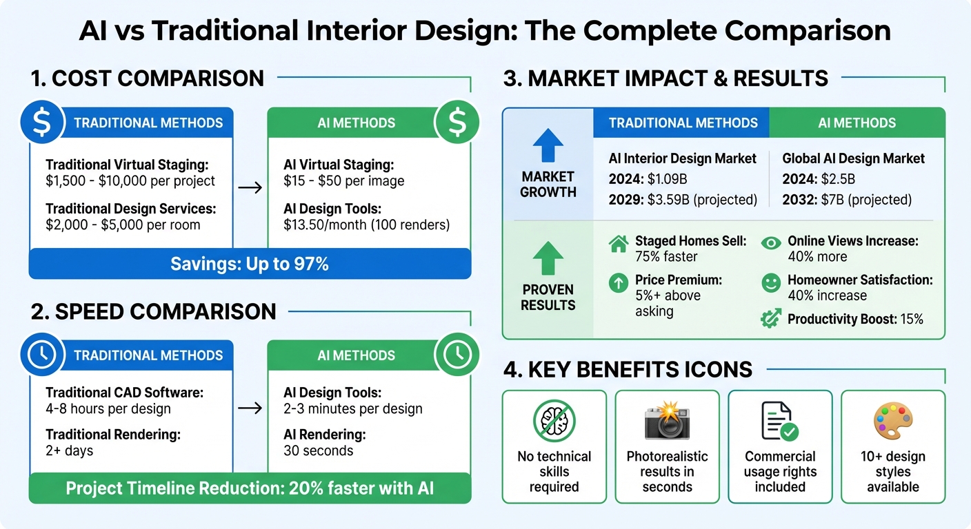 AI vs Traditional Interior Design: Cost, Speed & Market Growth Comparison