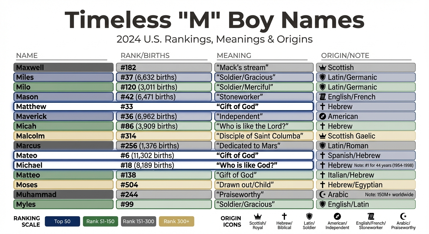 15 Timeless Boy Names Starting with M: Popularity Rankings and Meanings Comparison