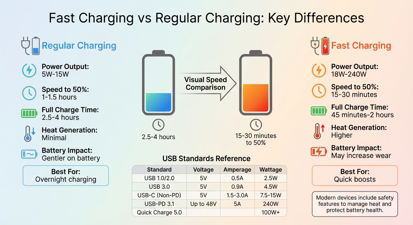 Fast Charging vs Regular Charging: Speed, Power Output, and Battery Impact Comparison