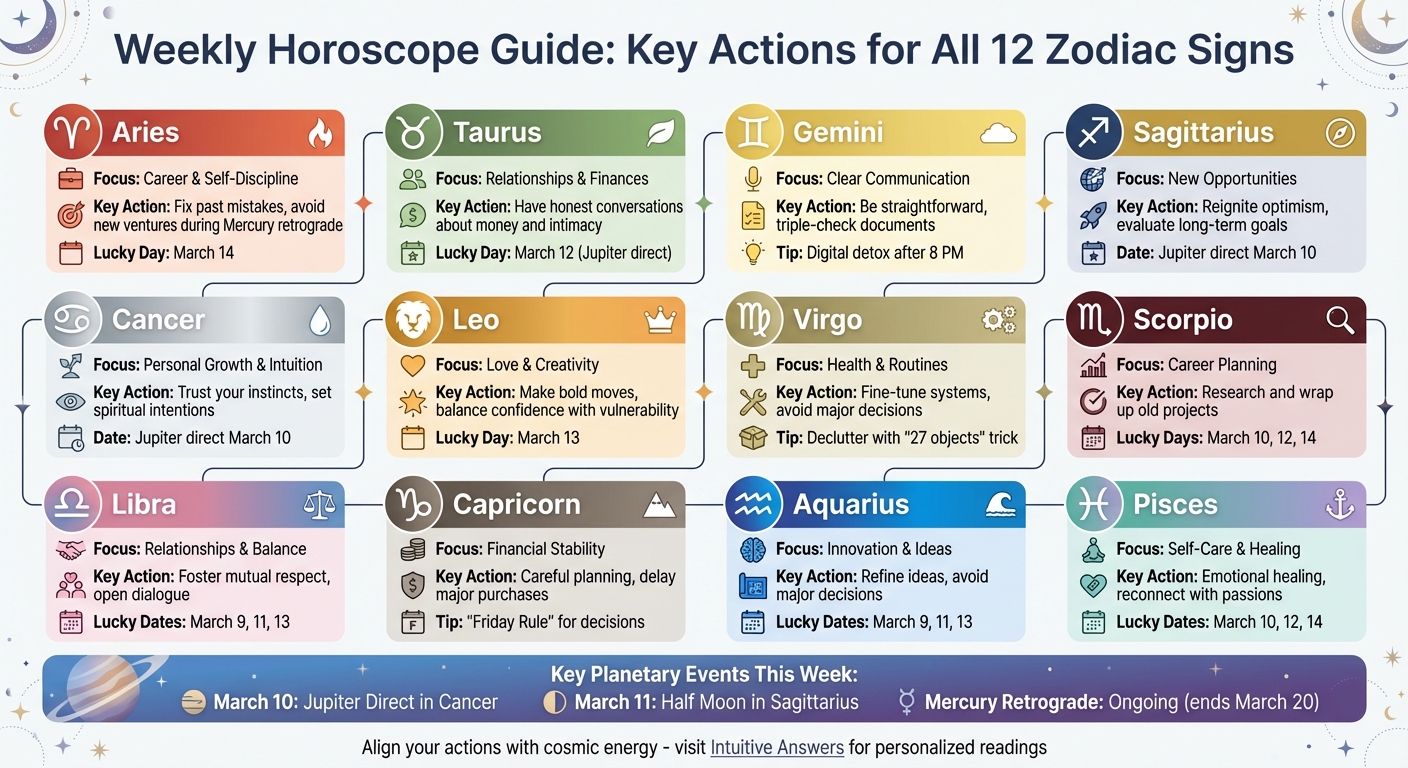 Weekly Horoscope Guide: Key Actions for All 12 Zodiac Signs