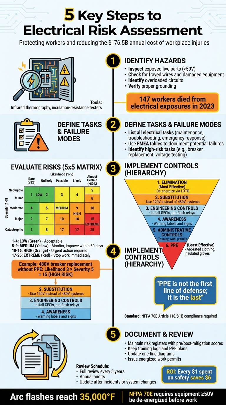 5-Step Electrical Risk Assessment Process with Hierarchy of Controls