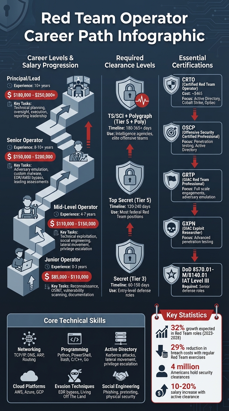 Red Team Operator Career Path: Skills, Certifications, and Salary Progression