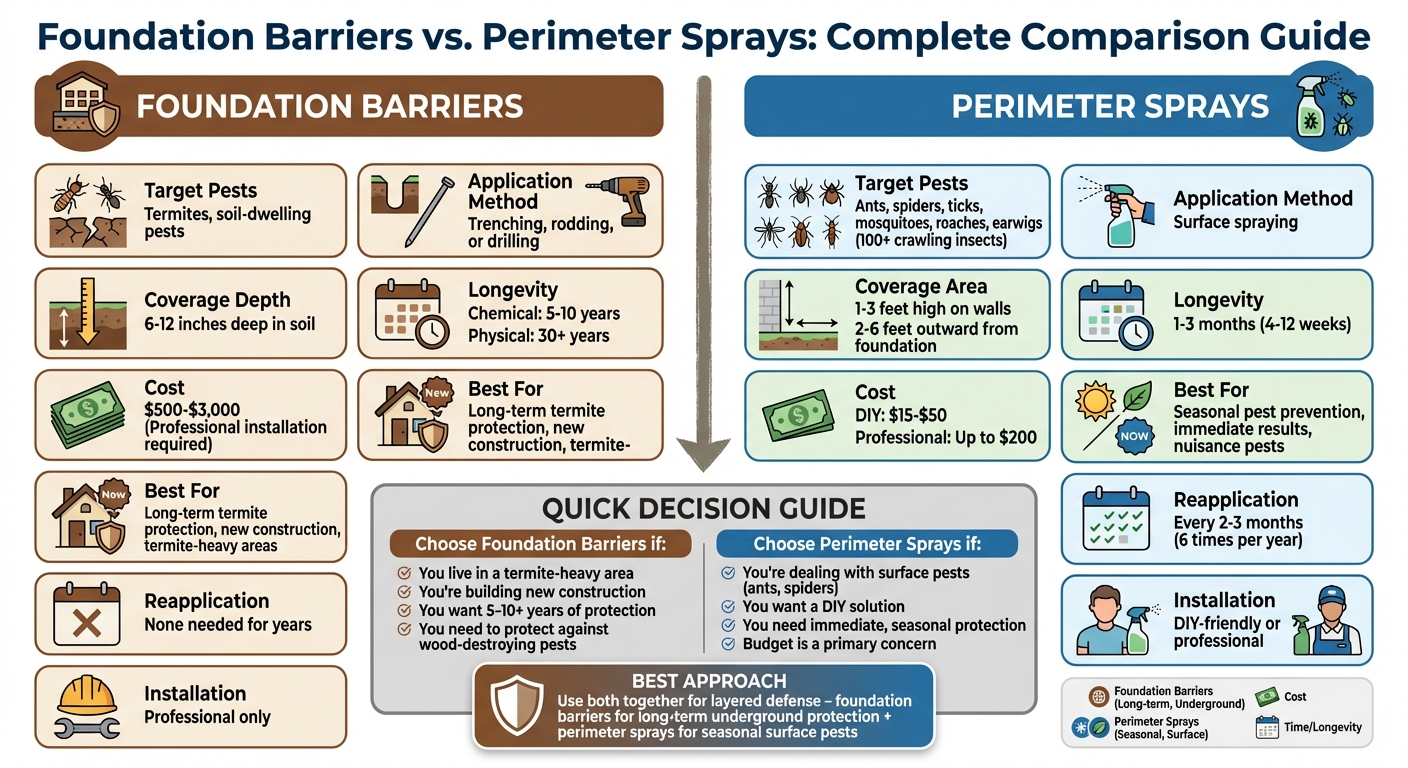 Foundation Barriers vs Perimeter Sprays: Complete Comparison Guide
