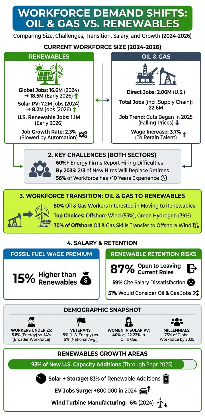 Oil & Gas vs Renewables: Workforce Statistics and Employment Trends Comparison