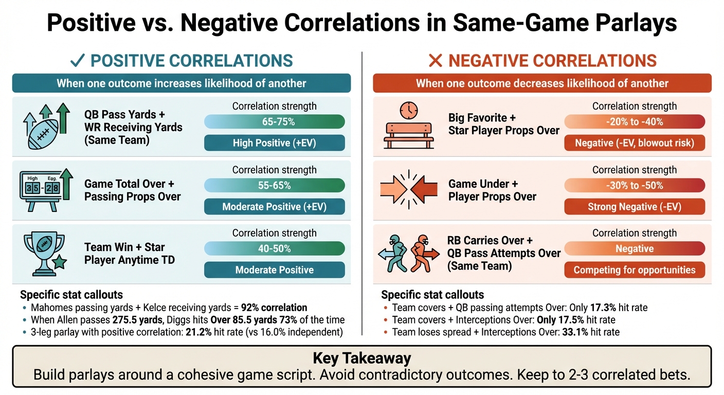 Positive vs Negative Correlation Examples in Same-Game Parlays