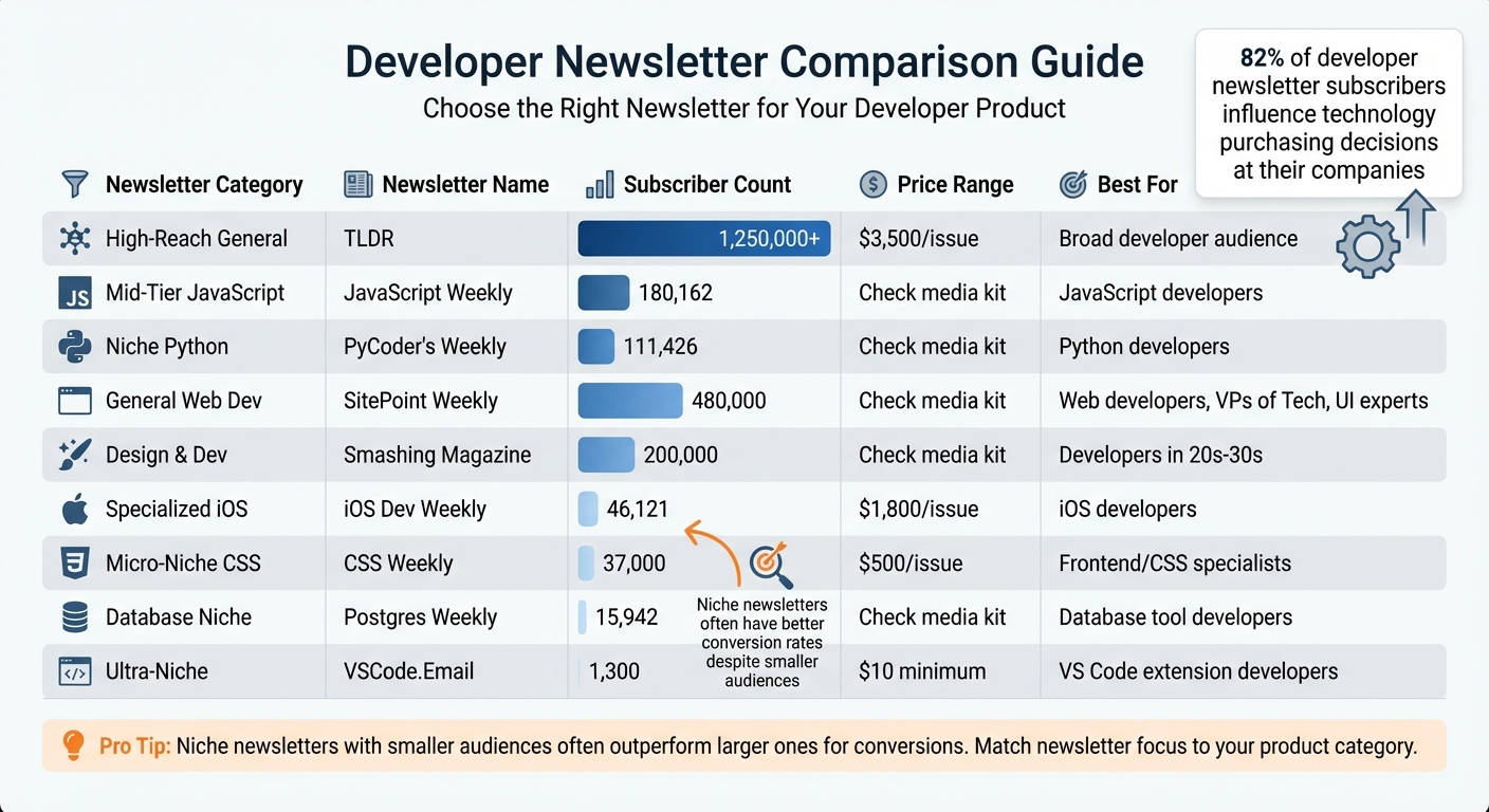 Developer Newsletter Sponsorship Options: Reach, Pricing, and Audience Comparison