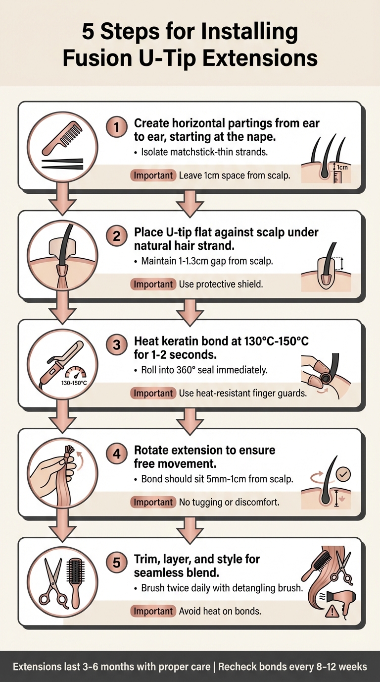 5-Step Process for Installing Fusion U-Tip Hair Extensions