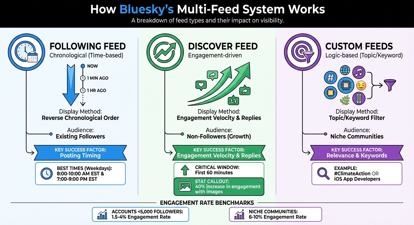 Bluesky's Three Feed Types: How Each Algorithm Impacts Starter Pack Visibility