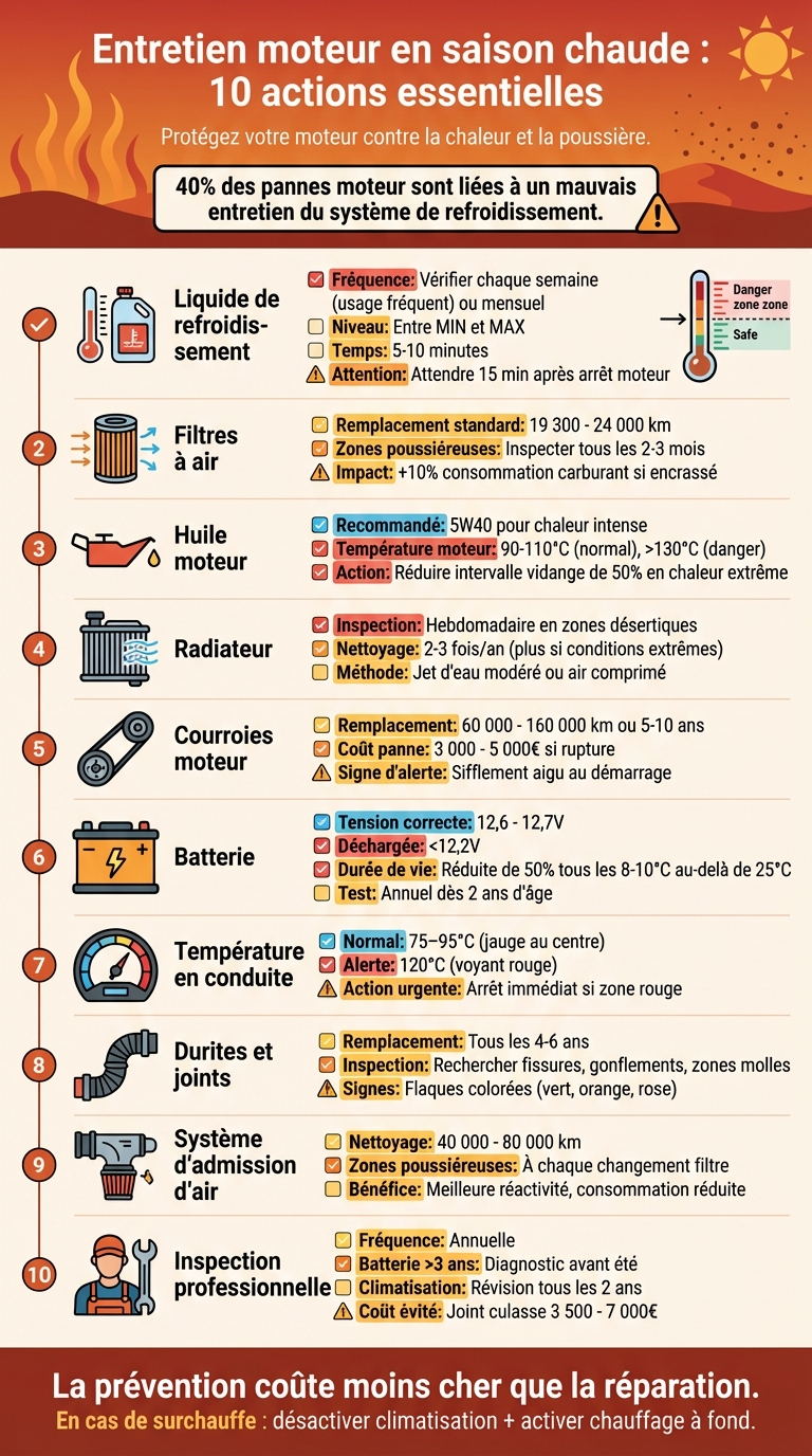 10 actions essentielles pour l'entretien moteur en saison chaude
