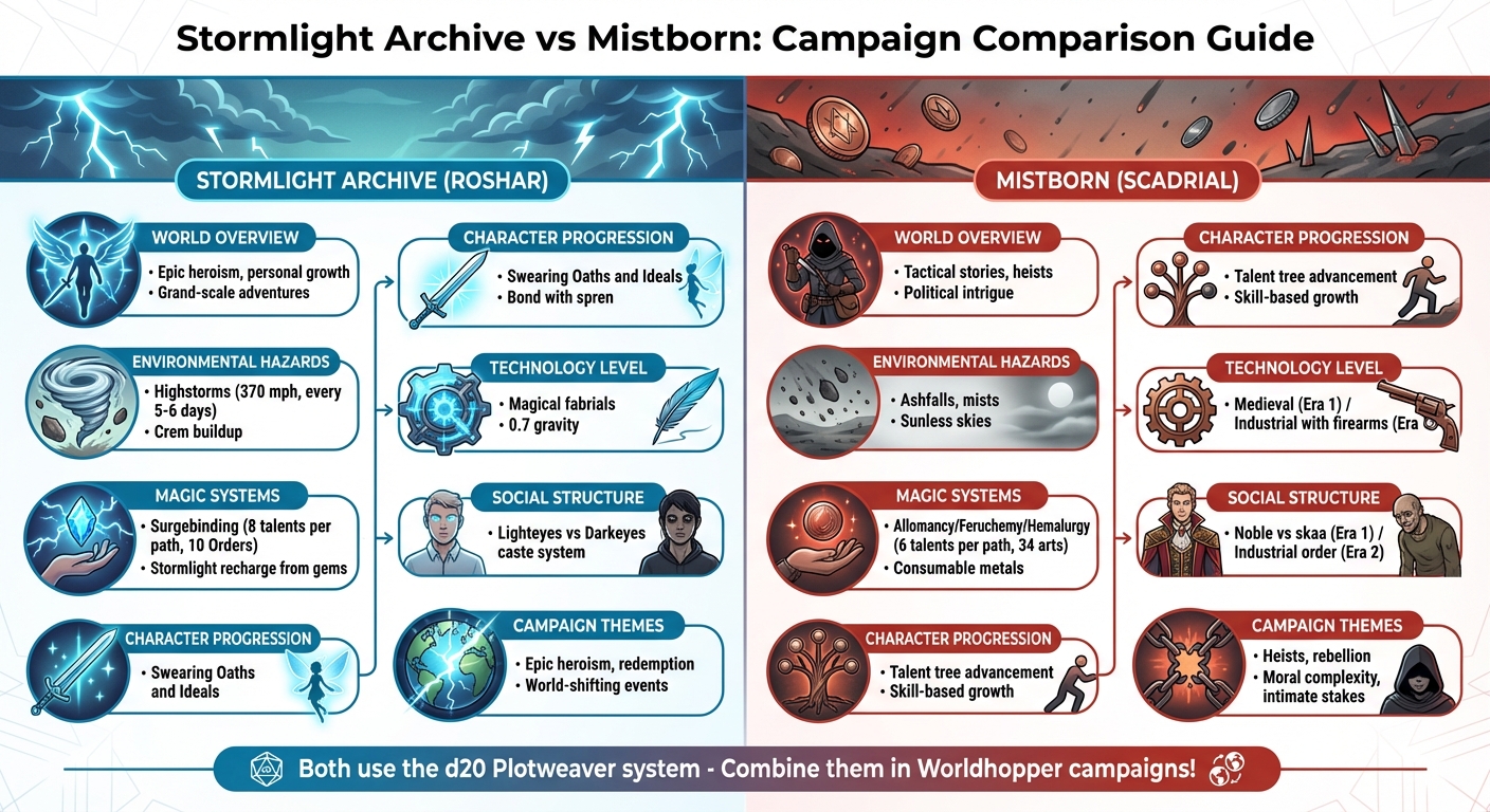 Stormlight Archive vs Mistborn RPG Campaign Comparison