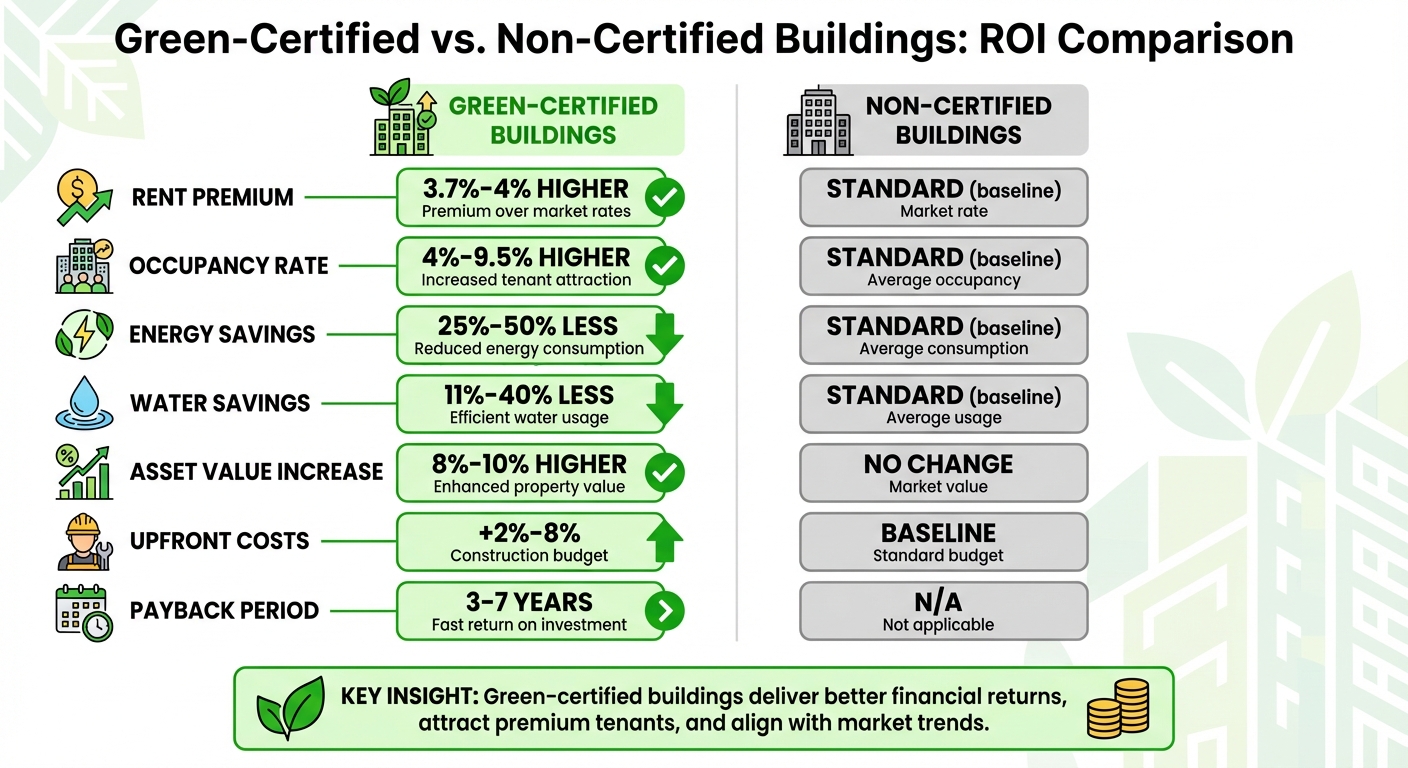 Green-Certified vs Non-Certified Buildings: ROI Comparison Infographic