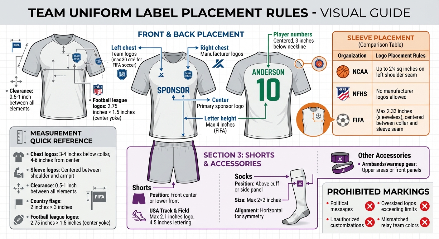 Team Uniform Label Placement Guide by Position and Sport