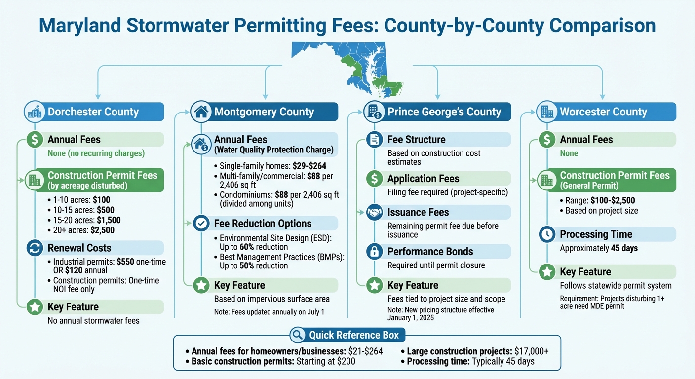 Maryland Stormwater Permitting Fees by County Comparison