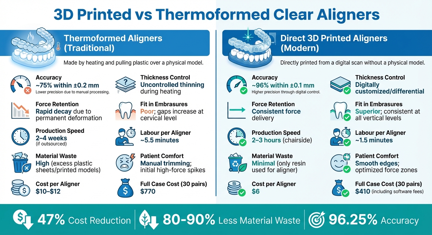 3D Printed vs Thermoformed Clear Aligners Comparison