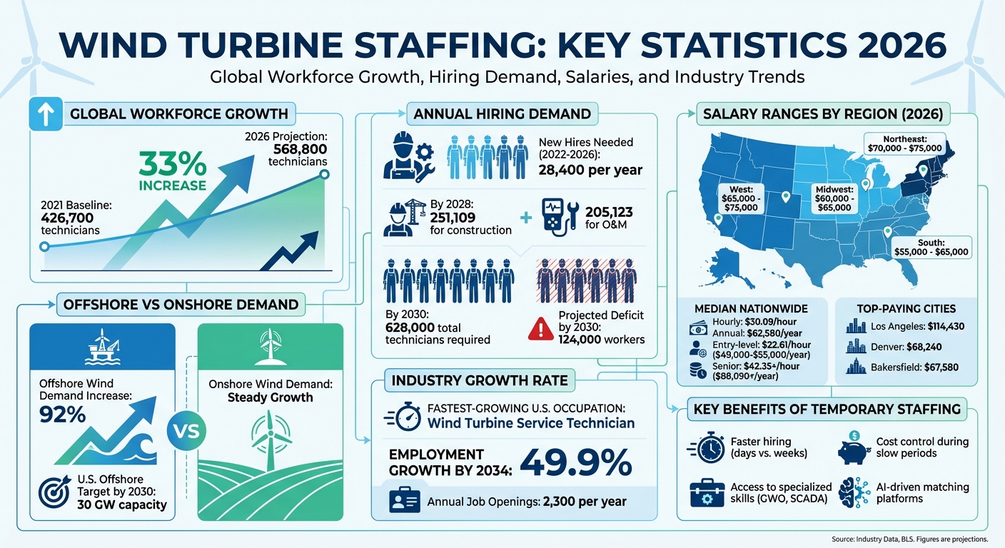 Wind Turbine Technician Workforce Growth and Salary Trends 2026