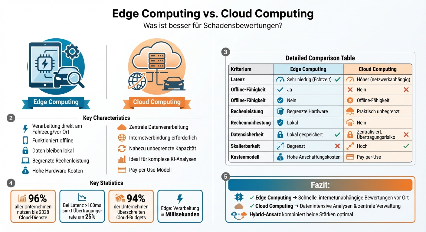 Edge Computing vs Cloud Computing Vergleich für Schadensbewertungen