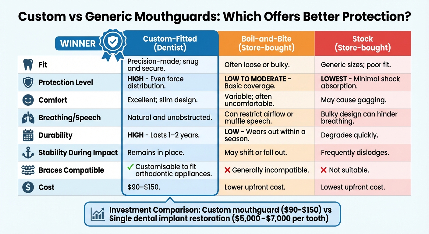 Custom vs Generic Mouthguards Comparison Chart