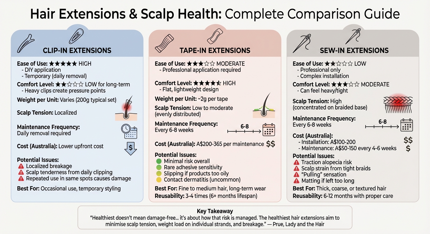 Hair Extension Types Comparison: Scalp Health Impact Guide