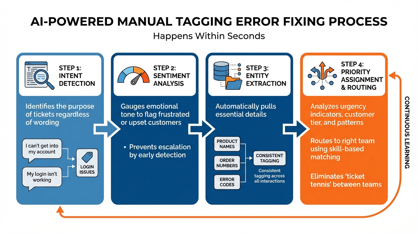 How AI Ticket Categorization Works: 4-Step Process