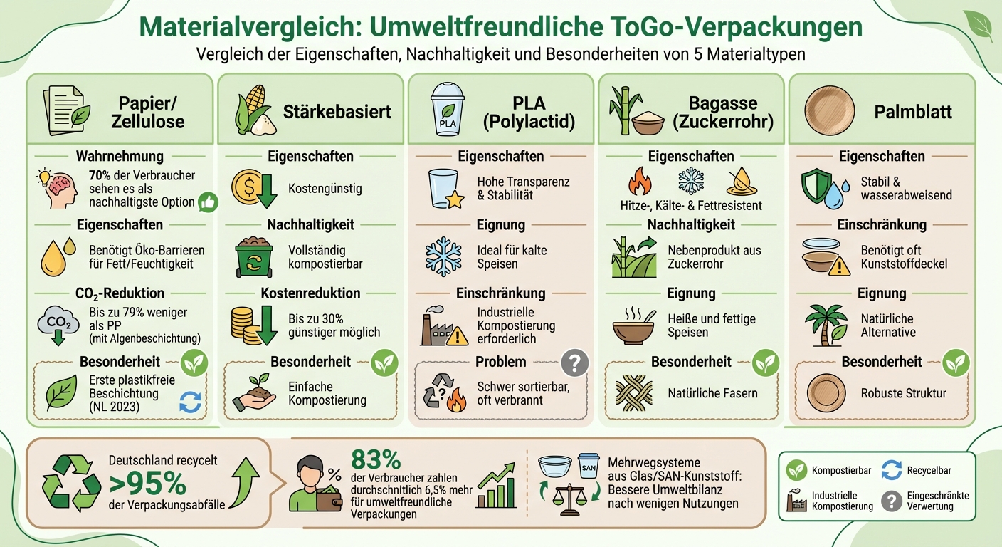 Materialvergleich für umweltfreundliche ToGo-Verpackungen: Eigenschaften und Nachhaltigkeit