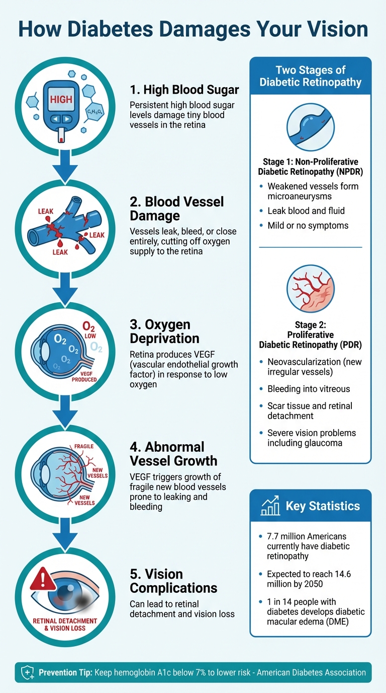 How Diabetes Damages Vision: From High Blood Sugar to Retinopathy