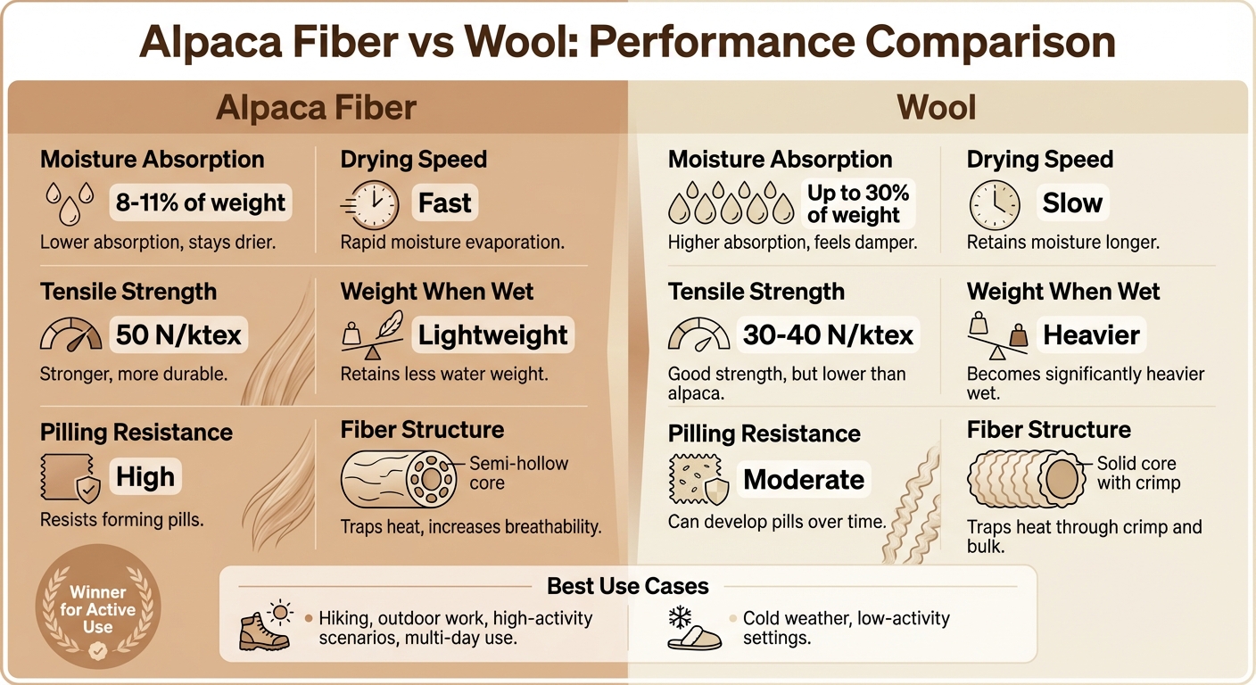 Alpaca Fiber vs Wool: Moisture Absorption, Strength, and Durability Comparison