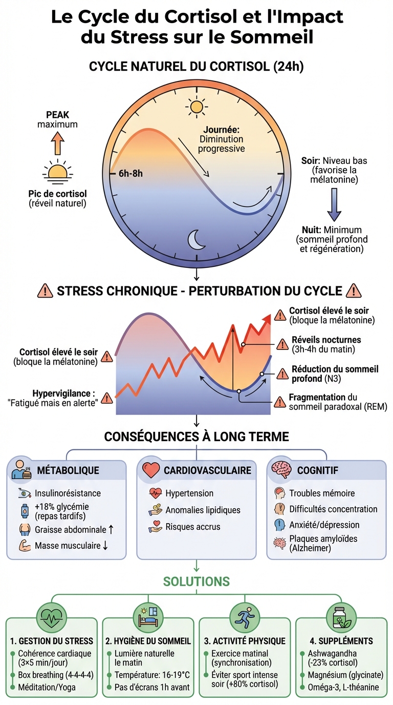 Cycle circadien du cortisol et impact du stress sur le sommeil