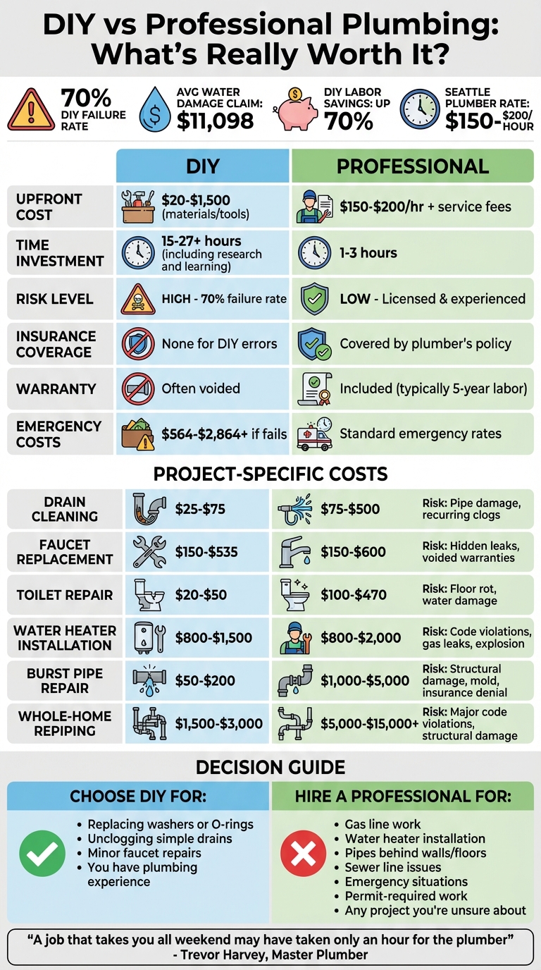 DIY vs Professional Plumbing: Complete Cost and Risk Comparison