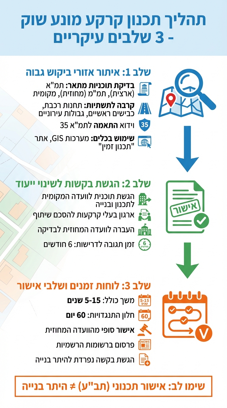 תהליך תכנון קרקע מונע שוק בישראל: 3 שלבים עיקריים