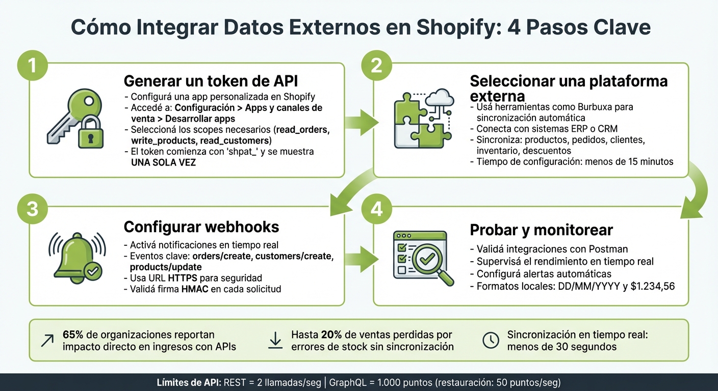 Proceso de integración de datos externos en Shopify: 4 pasos clave