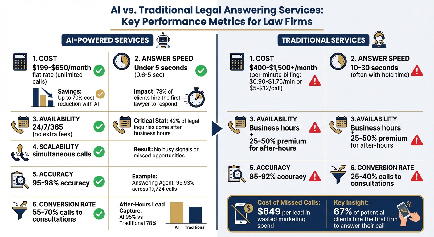 AI vs Traditional Legal Answering Services: Cost, Speed & Performance Comparison