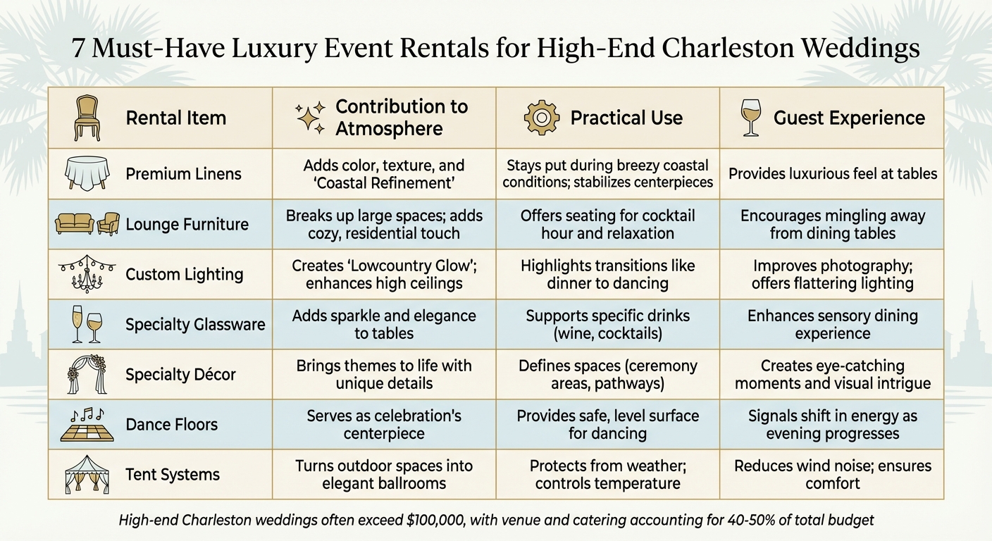 7 Essential Luxury Wedding Rentals for Charleston Events Comparison Guide