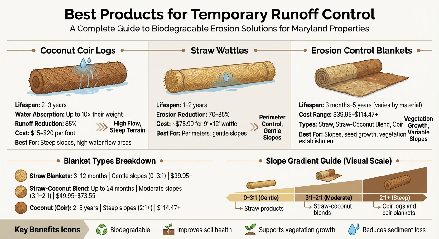 Temporary Runoff Control Products Comparison: Lifespan, Cost, and Best Applications