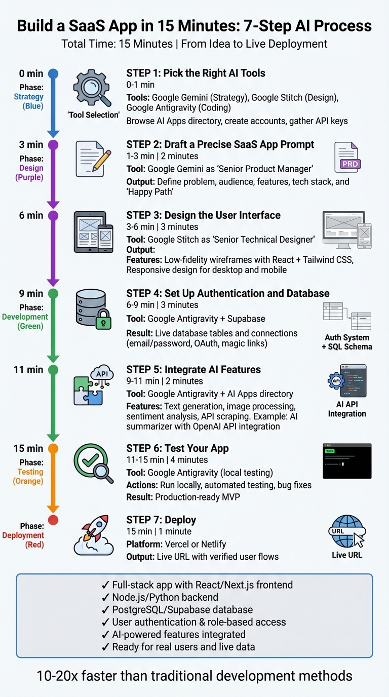 7-Step Process to Build a SaaS App in 15 Minutes Using AI Tools