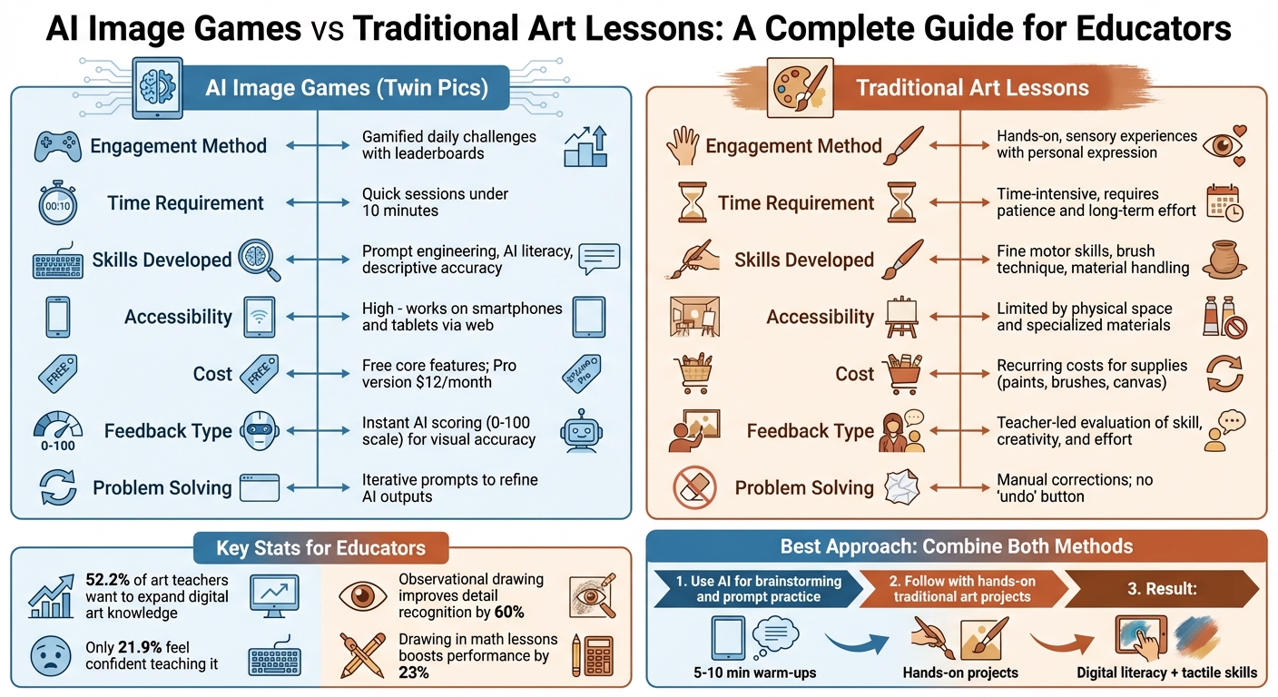 AI Image Games vs Traditional Art Lessons: Complete Comparison Chart