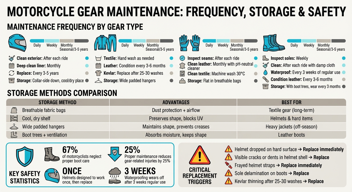 Motorcycle Gear Maintenance Schedule and Storage Methods Comparison