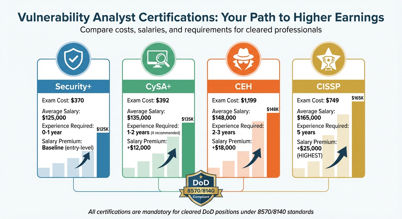 Vulnerability Analyst Certifications: Cost, Salary Impact, and Requirements Comparison