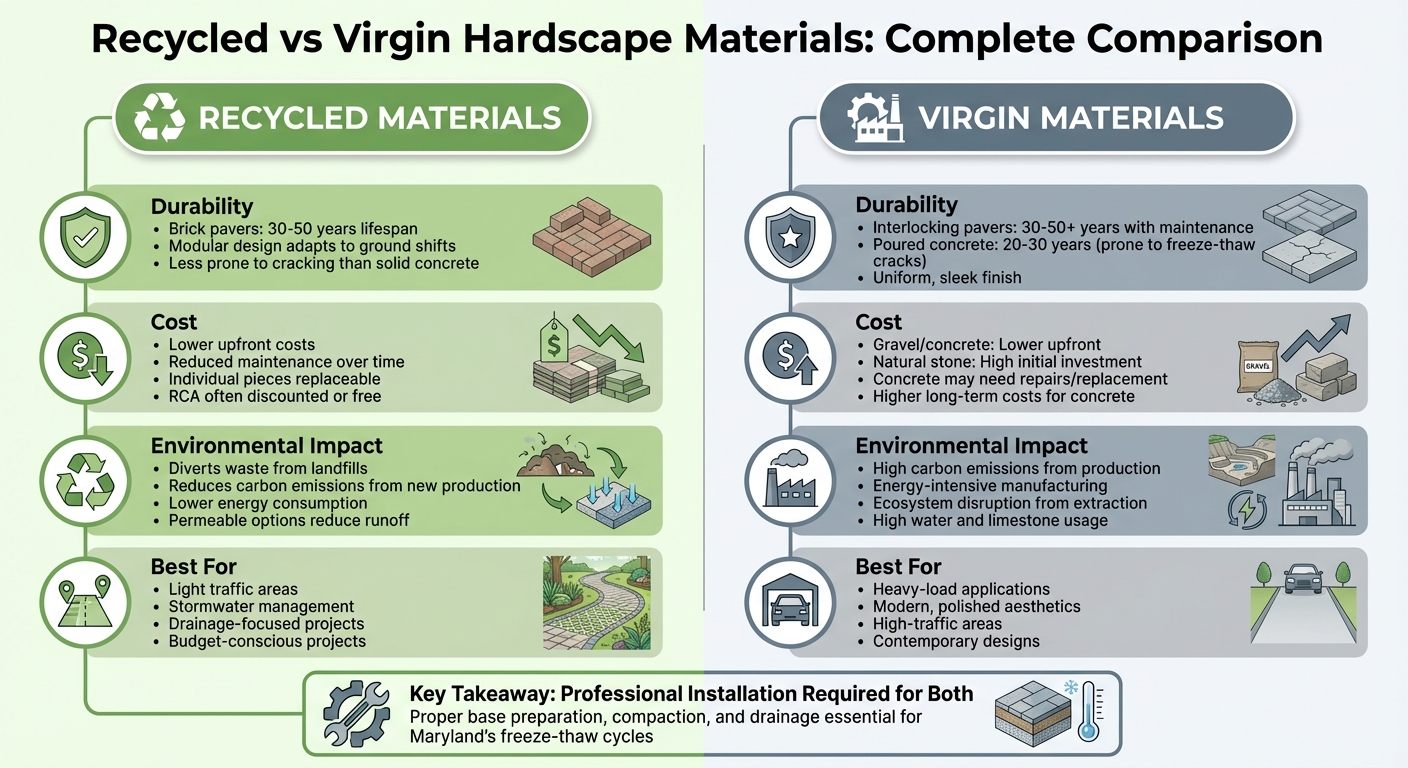 Recycled vs Virgin Hardscape Materials Comparison Chart