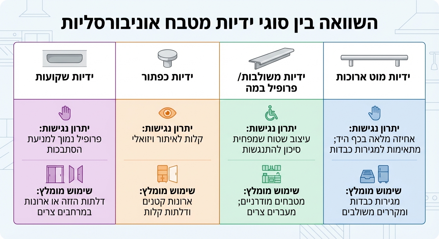 השוואה בין סוגי ידיות מטבח אוניברסליות - נגישות ושימוש