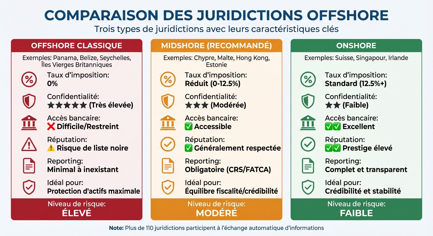Comparaison des juridictions offshore : types, fiscalité et caractéristiques