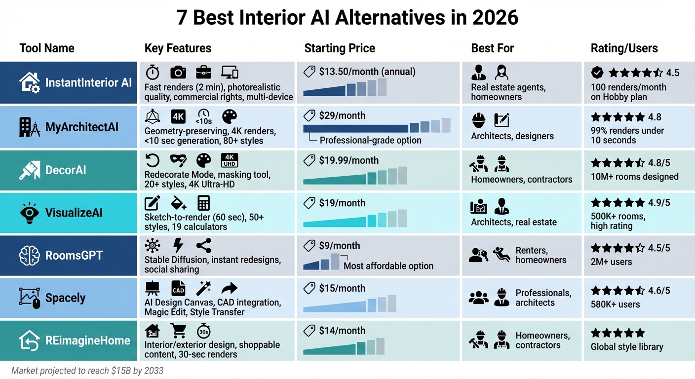 Interior AI Alternatives 2026: Features, Pricing & Best Use Cases Comparison