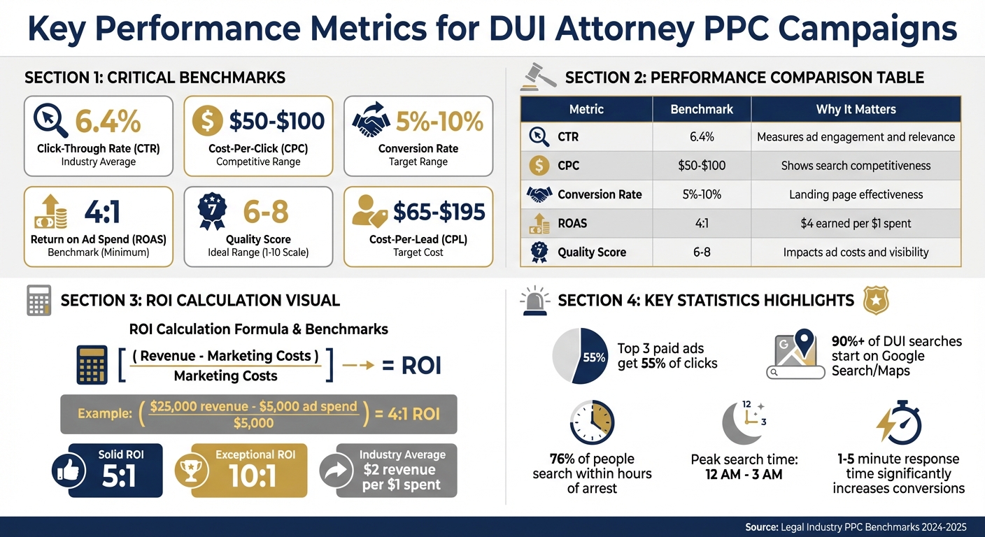 DUI Attorney PPC Campaign Performance Metrics and Benchmarks