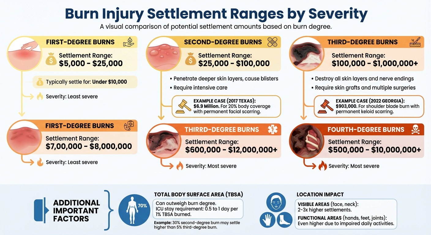 Burn Injury Settlement Ranges by Severity and Degree